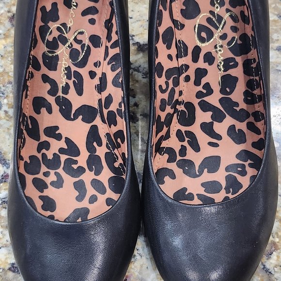 Jessica Simpson Sampson Wedge Pumps Black Smooth 8 1/2 M - Picture 6 of 10